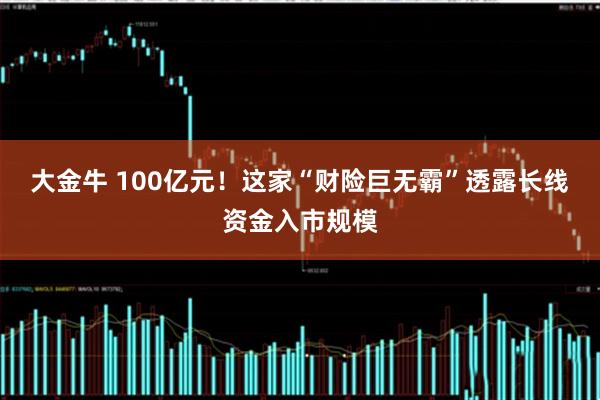 大金牛 100亿元!这家“财险巨无霸”透露长线资金入市规模