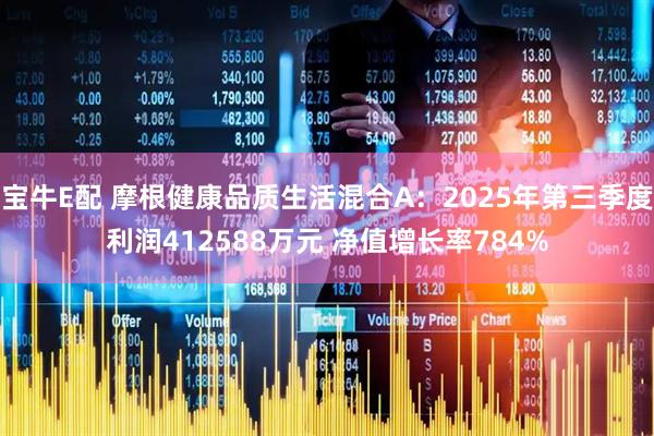 宝牛E配 摩根健康品质生活混合A：2025年第三季度利润412588万元 净值增长率784%